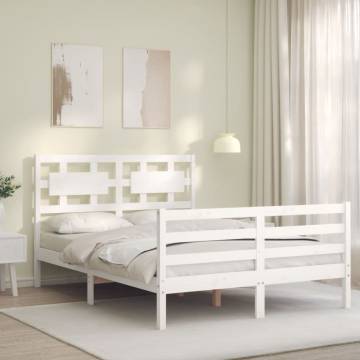 Durable White Double Bed Frame with Headboard | HipoMarket