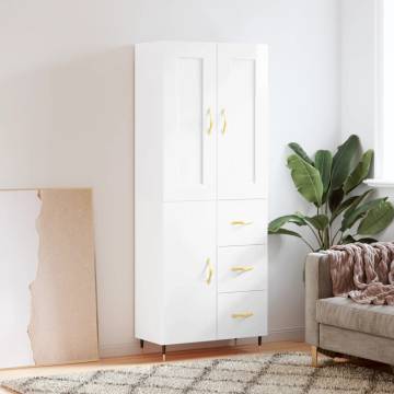 High Gloss White Highboard - Stylish Storage Solution