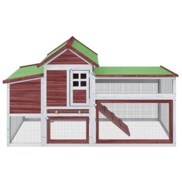 Cozy Chicken Coop Mocha | Solid Pine Wood | 186.5x58.5x113 cm