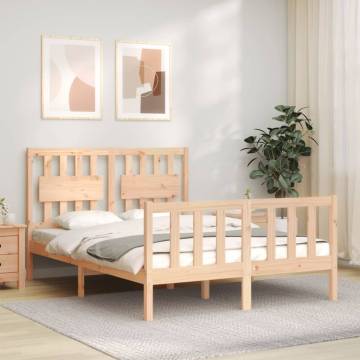 Double Solid Wood Bed Frame with Headboard - HipoMarket