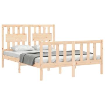 Double Solid Wood Bed Frame with Headboard - HipoMarket