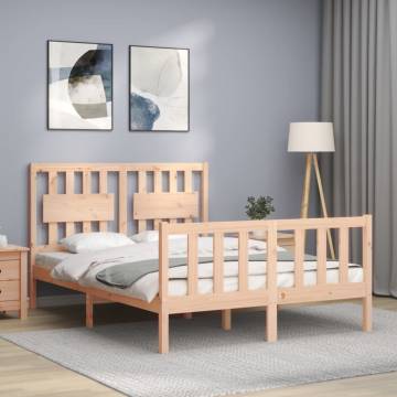 Double Solid Wood Bed Frame with Headboard - HipoMarket