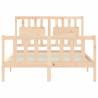 Double Solid Wood Bed Frame with Headboard - HipoMarket