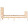 Double Solid Wood Bed Frame with Headboard - HipoMarket