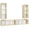 Stylish Wall-Mounted TV Cabinets Set - White & Sonoma Oak