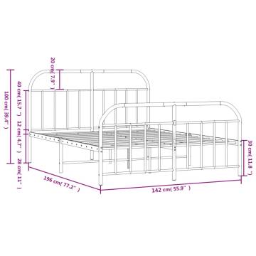 Elegant Black Metal Bed Frame with Headboard 135x190 cm