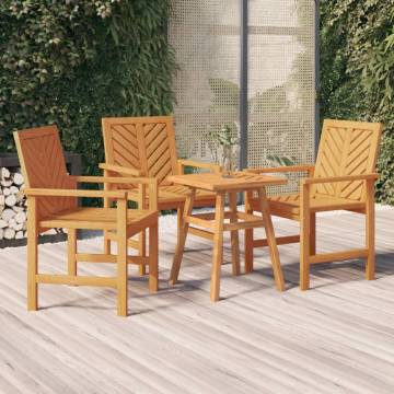 3 Piece Solid Wood Acacia Garden Dining Chairs - Hipo Market