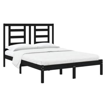 Black Solid Wood Bed Frame 120x190 cm - Modern Design