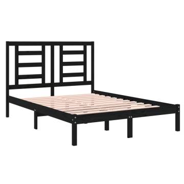 Black Solid Wood Bed Frame 120x190 cm - Modern Design