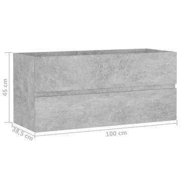 Sink Cabinet Concrete Grey 100x38.5x45 cm - Stylish Storage