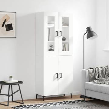 Stylish Highboard White 69.5x34x180 cm | Durable Engineered Wood