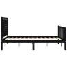 Black Bed Frame with Headboard - 140x200 cm Solid Wood