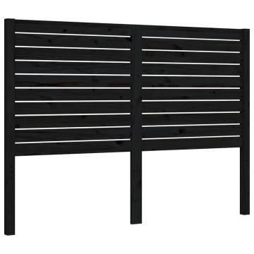 Black Bed Frame with Headboard - 140x200 cm Solid Wood