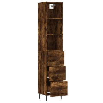 Stylish Highboard in Smoked Oak | 34.5x34x180 cm