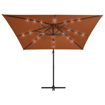 Cantilever Umbrella with LED Lights - Terracotta 250x250 cm