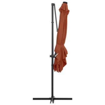 Cantilever Umbrella with LED Lights - Terracotta 250x250 cm