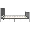 Grey Bed Frame with Headboard - Solid Wood 200x200 cm