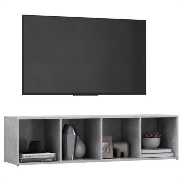 Stylish Concrete Grey TV Cabinet - 142.5x35 cm | HipoMarket