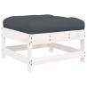 Garden Footstools with Cushions - 2pcs White Solid Wood Pine