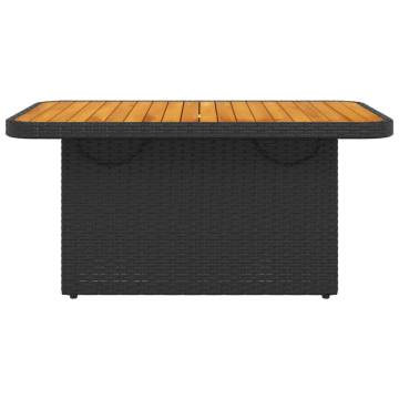 Garden Table Black 90x55 cm - Durable Poly Rattan & Acacia Wood