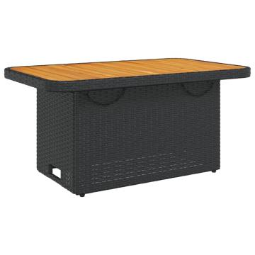 Garden Table Black 90x55 cm - Durable Poly Rattan & Acacia Wood