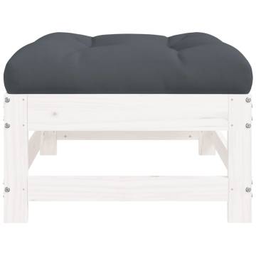 Garden Footstools with Cushions - 2pcs White Solid Wood Pine