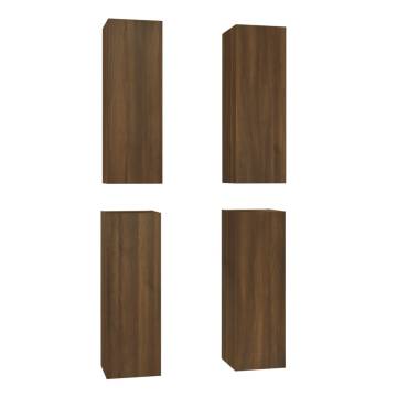 Brown Oak TV Cabinets - 4 pcs, Stylish & Modern Design