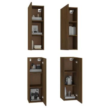 Brown Oak TV Cabinets - 4 pcs, Stylish & Modern Design