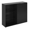 FMD Black Dresser with 1 Door & Open Shelving - Modern Storage