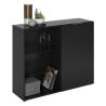 FMD Black Dresser with 1 Door & Open Shelving - Modern Storage