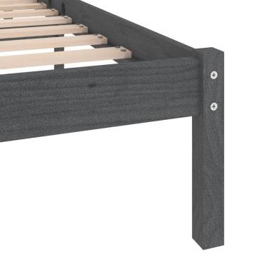 Grey Solid Wood Bed Frame 180x200 cm Super King Size | HipoMarket