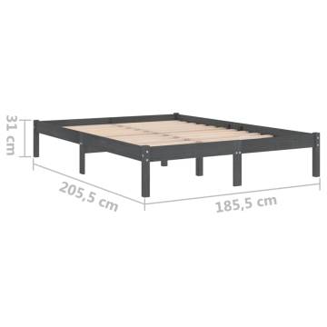 Grey Solid Wood Bed Frame 180x200 cm Super King Size | HipoMarket