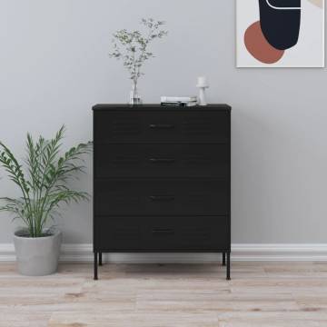 Stylish Black Chest of Drawers - 80x35x101.5 cm Steel