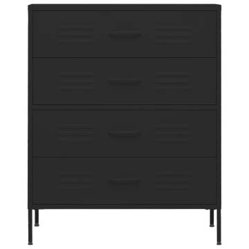 Stylish Black Chest of Drawers - 80x35x101.5 cm Steel