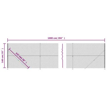 Chain Link Fence with Flange Green 1.4x10 m - Durable & Secure