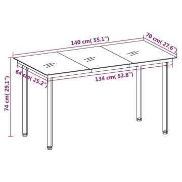 Garden Dining Table Black 140x70x74 cm - Stylish & Durable