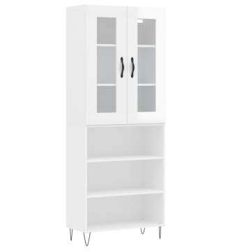 Stylish Highboard in White - Durable Engineered Wood