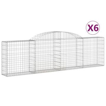 Arched Gabion Baskets 6 pcs - Durable Galvanised Iron Garden Décor