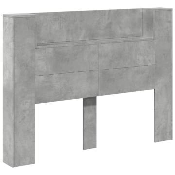 Stylish LED Headboard Cabinet - Concrete Grey 140x16.5 cm