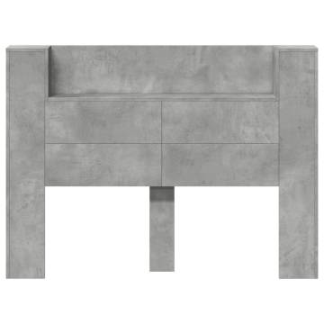 Stylish LED Headboard Cabinet - Concrete Grey 140x16.5 cm