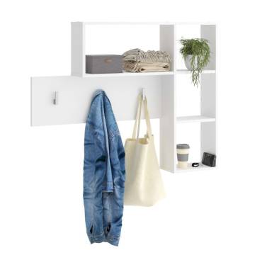 FMD Wall-Mounted Coat Rack with 4 Open Compartments - White