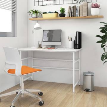 Stylish White Computer Desk - 105x55x72 cm MDF & Metal