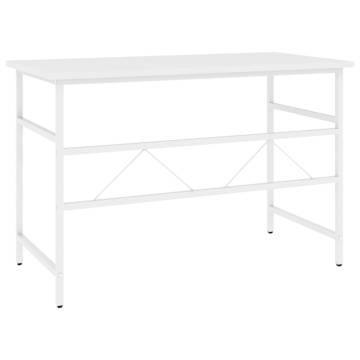 Stylish White Computer Desk - 105x55x72 cm MDF & Metal