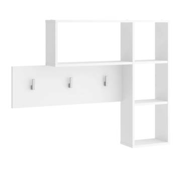 FMD Wall-Mounted Coat Rack with 4 Open Compartments - White