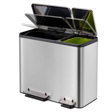 EKO Pedal Bin EcoCasa 30+15 L Matte Silver - Stylish Waste Solution