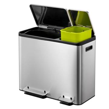 EKO Pedal Bin EcoCasa 30+15 L Matte Silver - Stylish Waste Solution