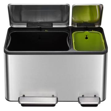 EKO Pedal Bin EcoCasa 30+15 L Matte Silver - Stylish Waste Solution