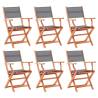 Folding Garden Chairs 6 pcs Grey Solid Eucalyptus Wood&Textilene Colour grey Quantity in Package 6 