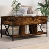 Coffee Table Smoked Oak 100x55x50 cm Engineered Wood and Metal Colour smoked oak Quantity in Package 1 