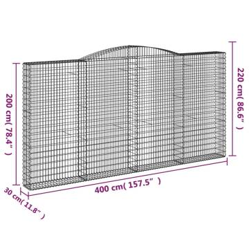 Arched Gabion Baskets - 3 Pcs Galvanised Iron for Gardens